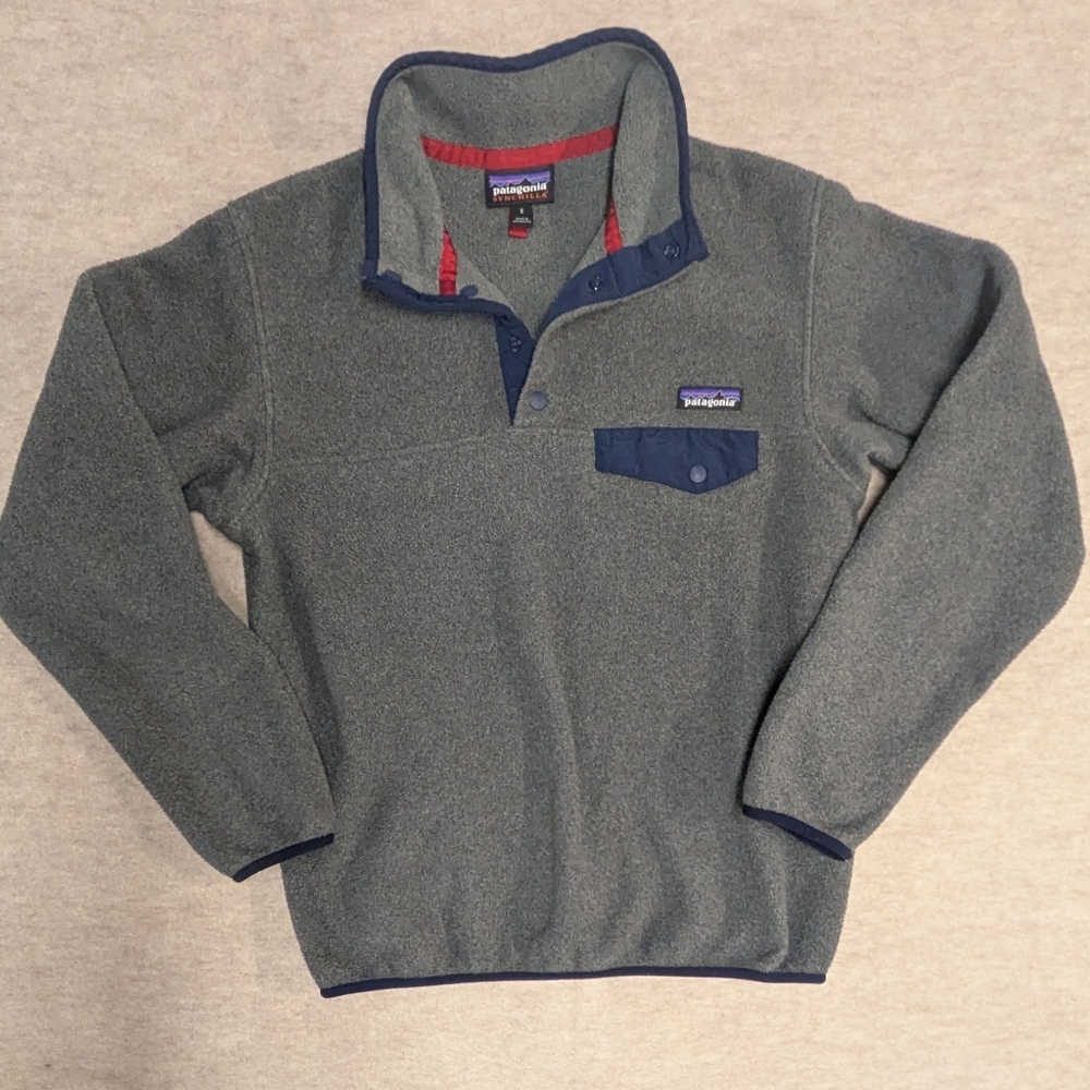 Patagonia Synchilla Snap Gray Fleece Pullover Size Small Men Or Women